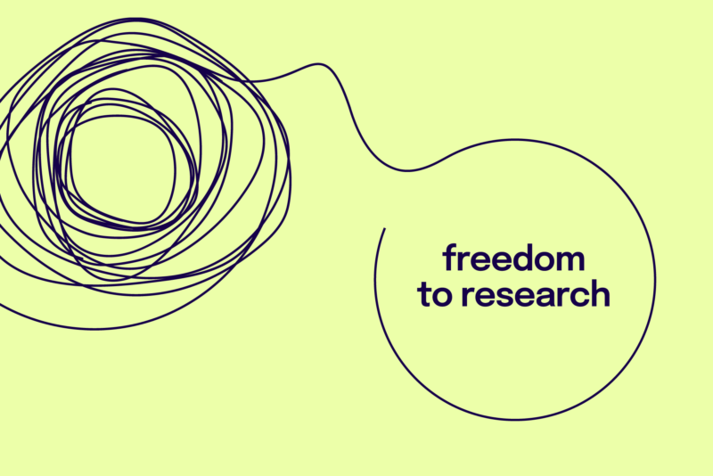text freedom to research on a green canvas
